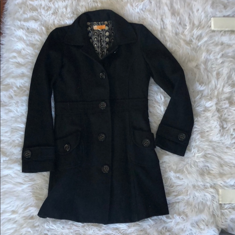 Long Black Tulle Pea Coat